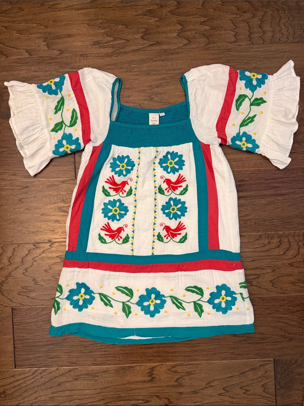 Anthropologie Seen Worn Kept Embroidered Tunic Peasant Blouse White Size 2P